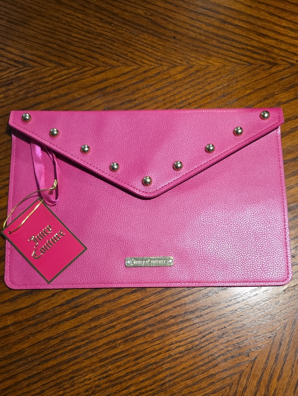 Juicy Couture Hot Pink Studded Envelope Clutch
